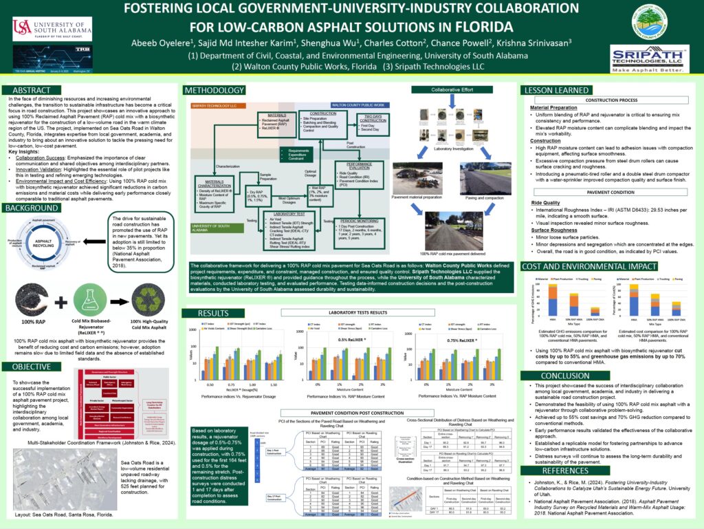 Sripath 2nd Place Poster at TRB