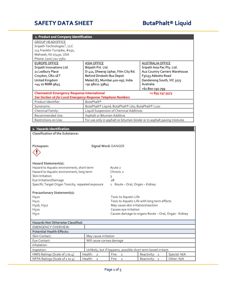 SDS pgxpand ButaPhalt Liquid SDS